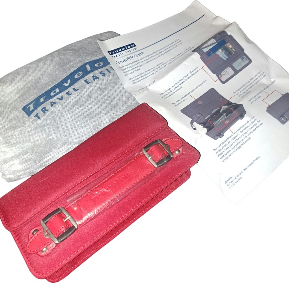 NWT- RED Travelon Anti-Theft Tailored Convertible Crossbody Clutch